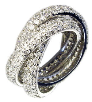 Ring Triple Pave Cz Interlock Sterling silver Ring STR233