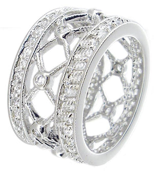 Ring. Wide Band X Ring with Channel Set  STR235
