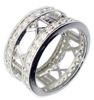 Ring Zirconite Cubic Zirconia Roman Numerals Sterling Silver Ring