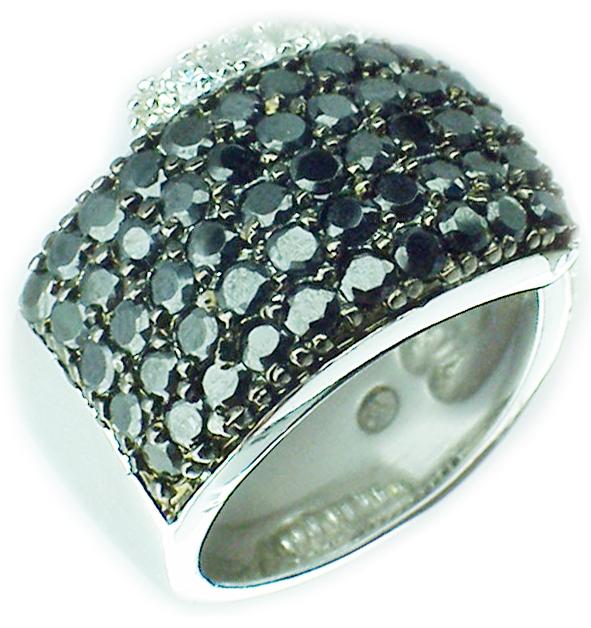Double Ox/Clr Pave Cz Band in S/S Rhodium TR91278