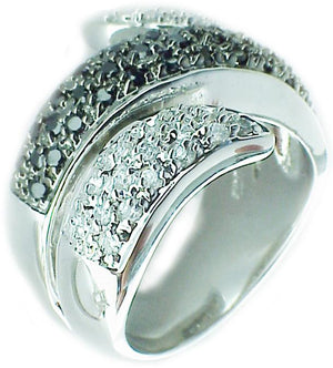 Three Row Cz's Sterling silver Ring