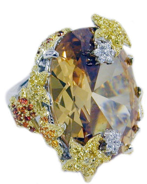 Pave Fish Stars Ring - champagne