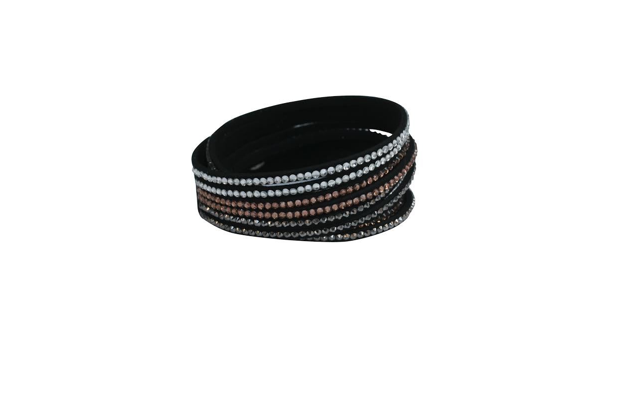 Bracelet  Multi strand double wrap around faux leather slake 679B100