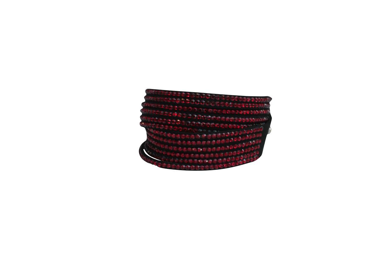 Bracelet  Multi strand double wrap around faux leather slake 679B100