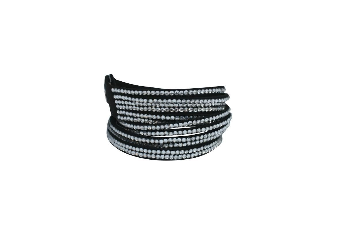 Bracelet  Multi strand double wrap around faux leather slake 679B100