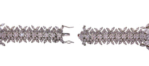 Fancy floral cluster multi-shape CZ statement bracelet  featuring high quality Zirconite cubic zirconia that are prong set and clustered together for a truly decadent piece 603B-206