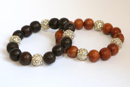 Natural Wood Beads Stretch Bracelet WOODx4