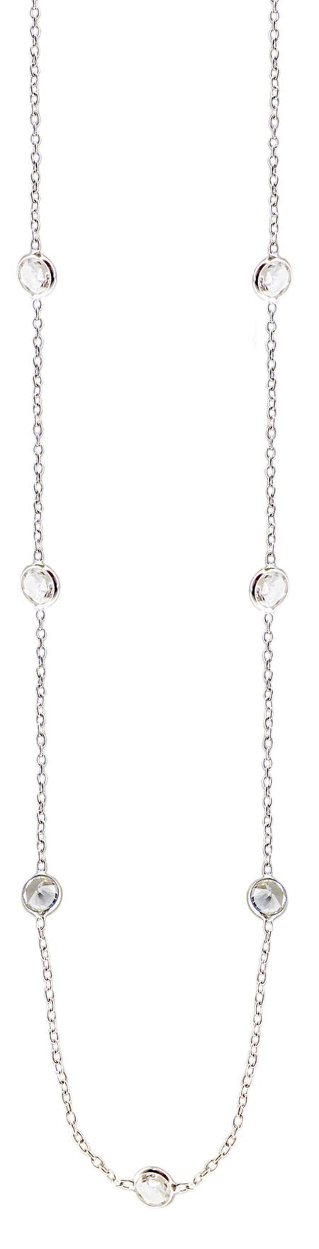 Zirconite by the cubic inch necklace sterling silver base rhodium electro-plated